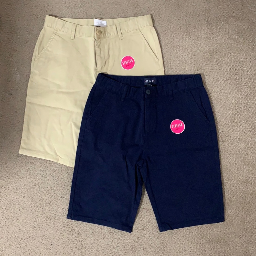 Khaki and Navy shorts with pockets